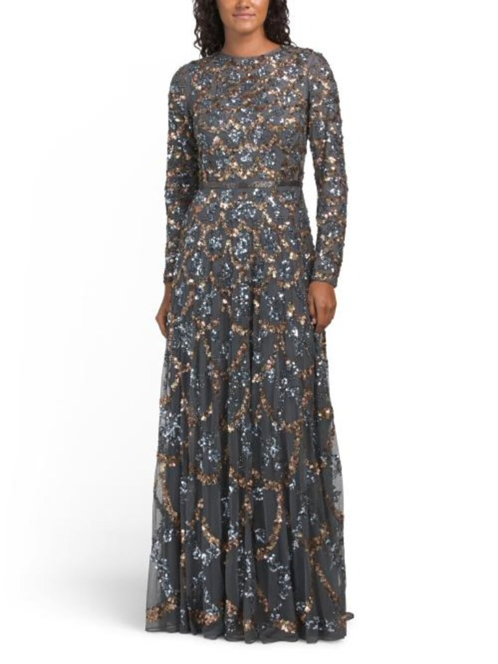 MAC DUGGAL Long Sleeve Embellished Gown